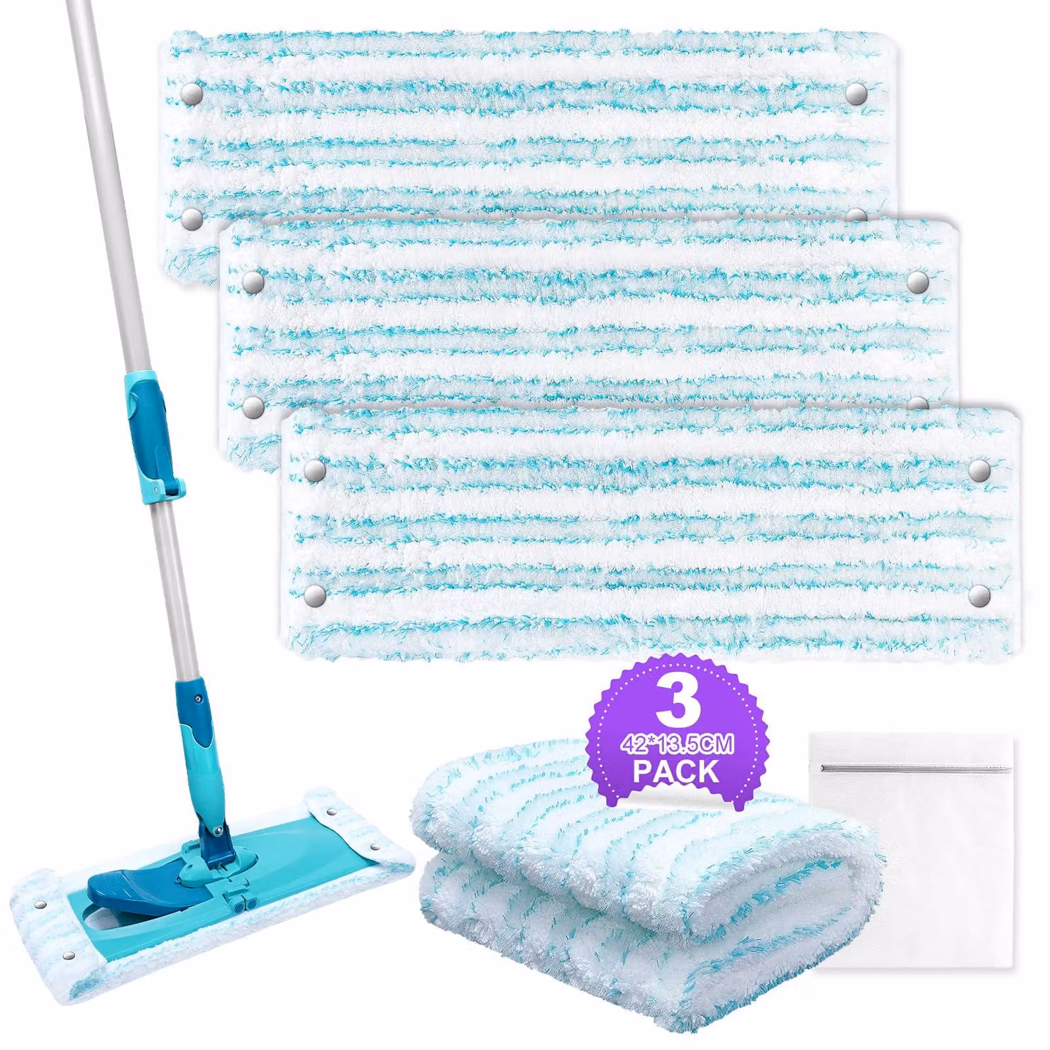 Set di 3 panni di ricambio per mop Clean Twist M, in microfibra