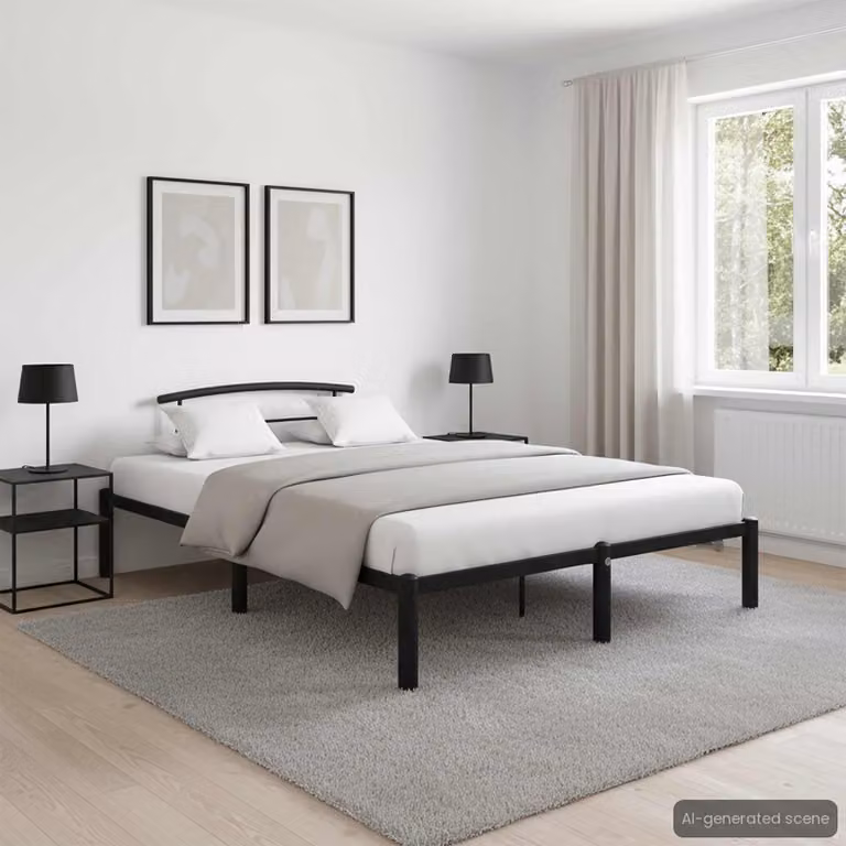 vidaXL Giroletto in Metallo Nero L 140 x P 200 cm