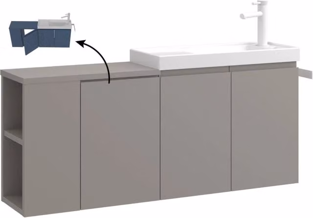 Mobile lavabo "Ferla 110" - 110 x 22 x 45 cm - Matte Mink