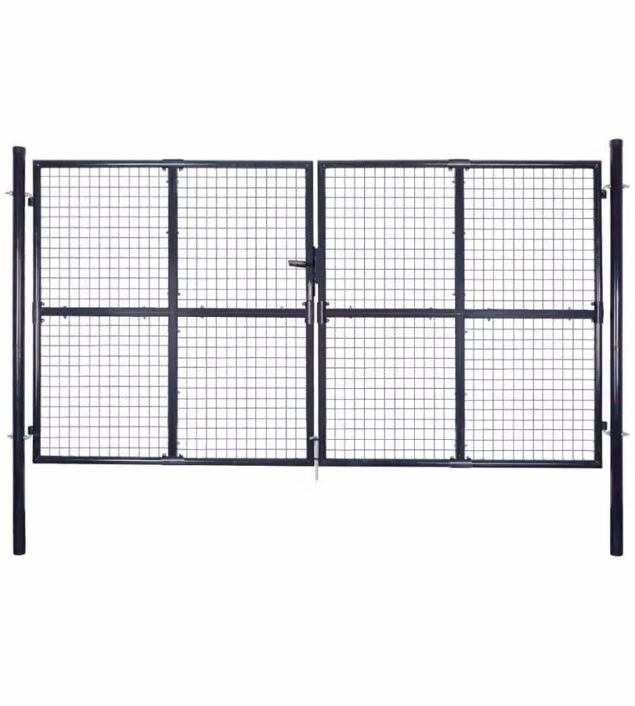Cancello per Giardino Rete in Acciaio Zincato 289x200 cm Grigio