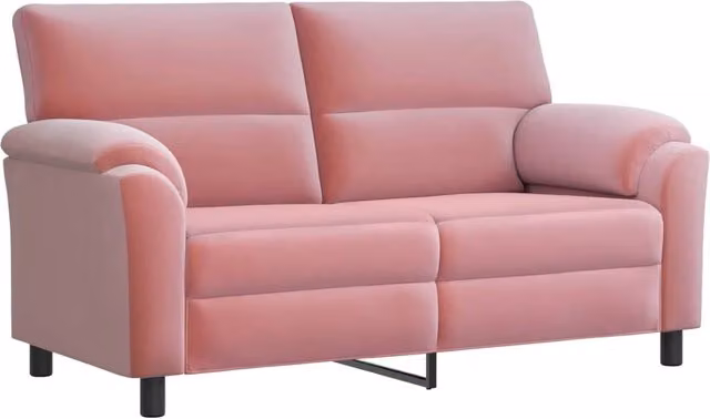 Divano moderno in velluto rosa vidaXL con struttura in metallo e coperture rimovibili L: 174 cm, P: 85 cm, H: 93 cm