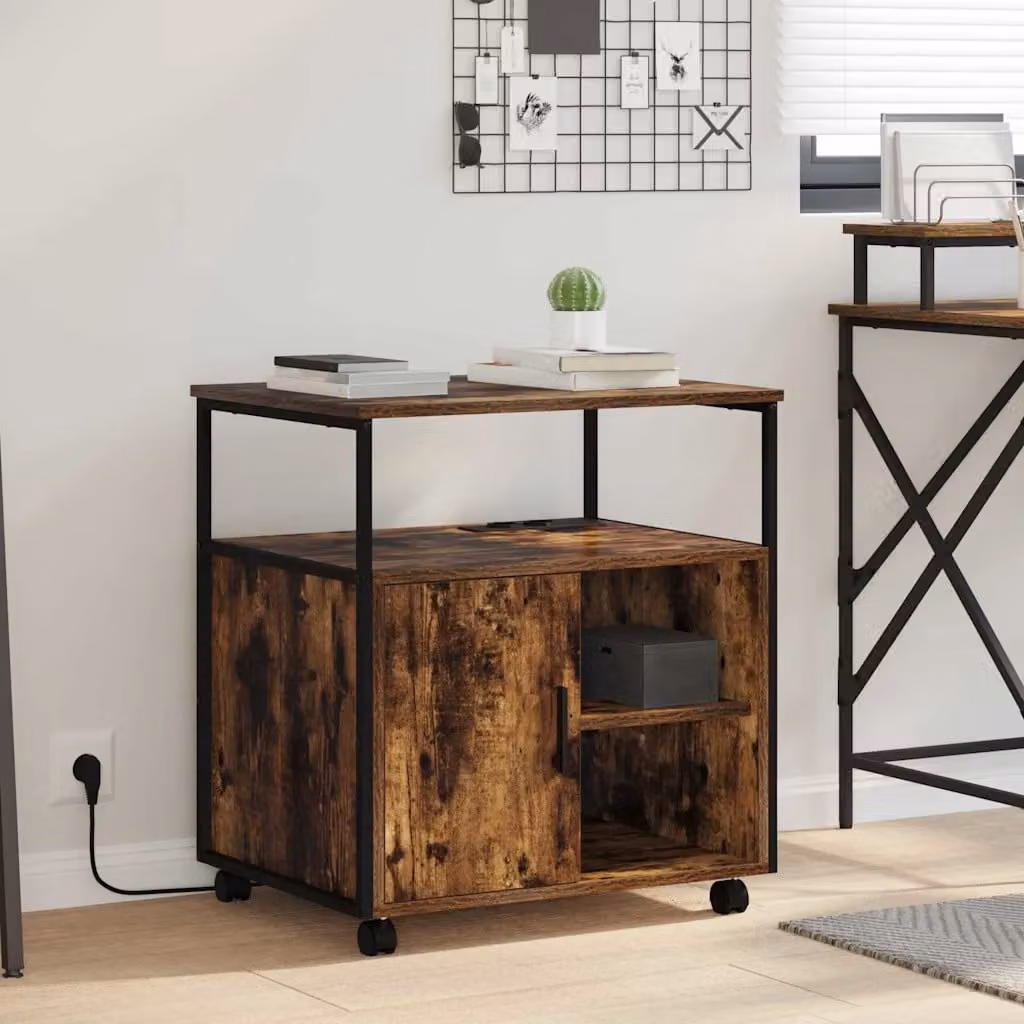 vidaXL Cabina con Stazione di Ricarica Moderna in Rovere Fumé con Ripiani Regolabili L: 61 cm, P: 46 cm, H: 67 cm