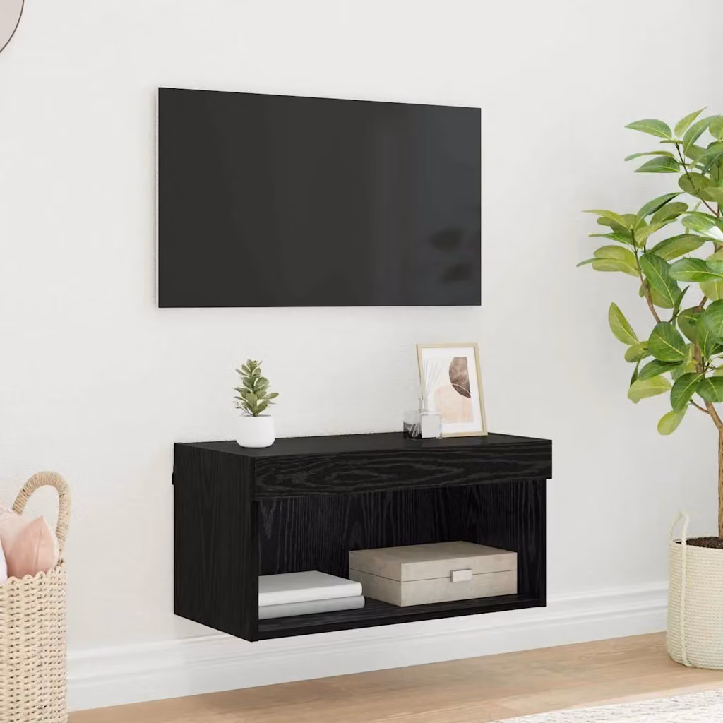 Set mobile TV moderno vidaXL in legno ingegnerizzato nero, L 60 x P 30 x H 30 cm