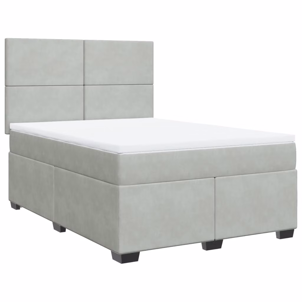 Giroletto a Molle con Materasso Grigio Chiaro 160x200cm Velluto
