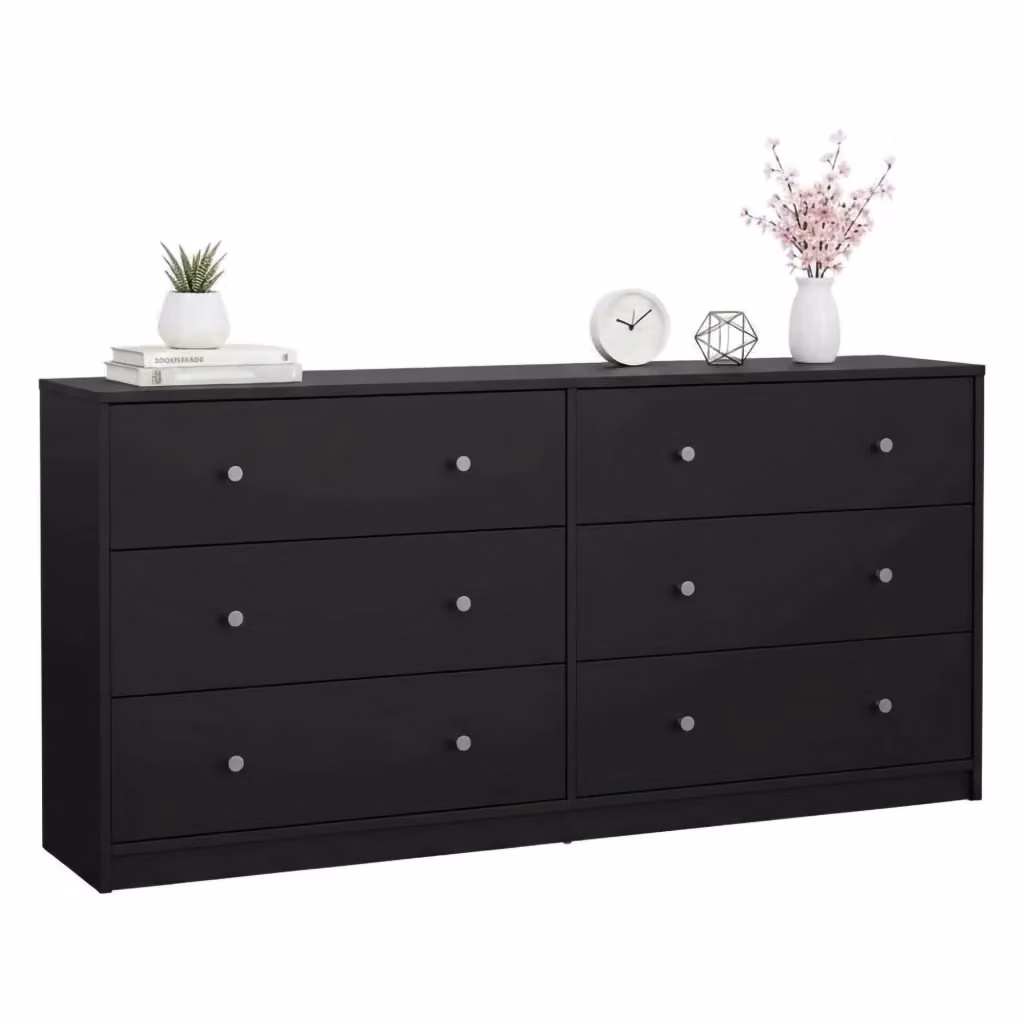 Credenza Rick DMORA, Buffet e Madia Moderna per Soggiorno o Cucina, Nero Opaco, L 143 x P 30 x H 68 cm – 2