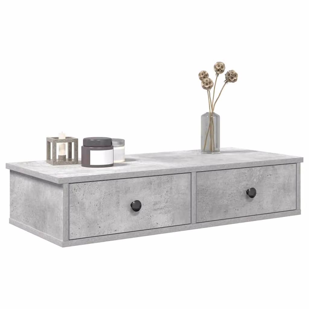 Scaffale a parete con cassetti vidaXL in MDF grigio L: 80 cm, P: 31 cm, H: 17 cm