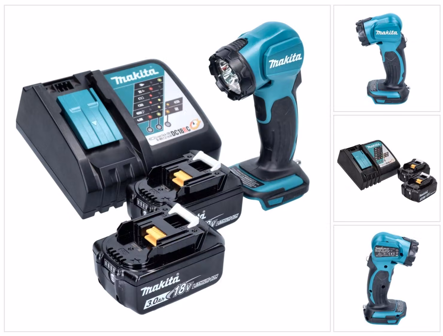 Torcia portatile a LED Makita DEADML 815 RF a batteria 14,4 - 18 V 160 lm + 2 batterie da 3,0 Ah + caricabatterie