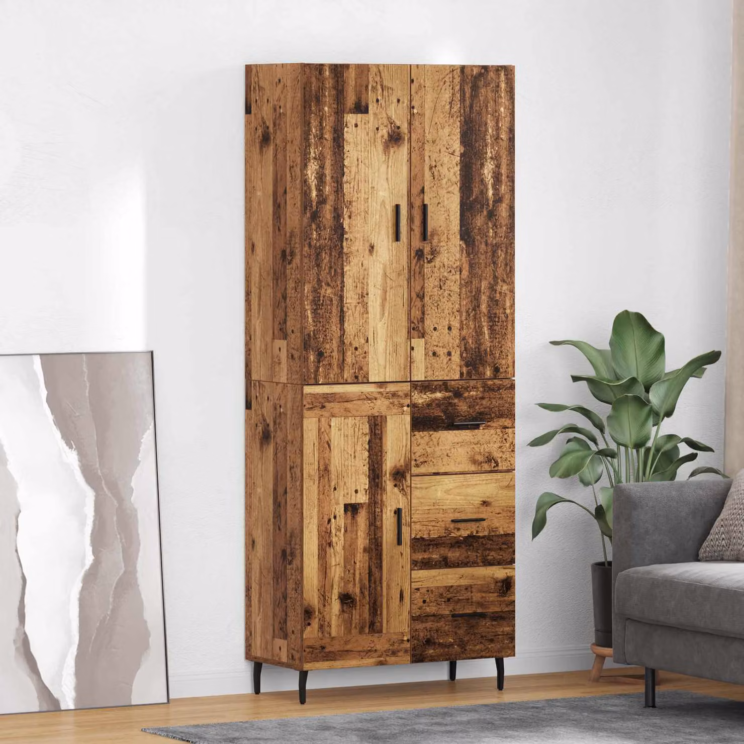 Set di 2 credenze vidaXL in legno e metallo marrone per soggiorno o sala da pranzo, L/P/H: 69,5 x 34 x 180 cm