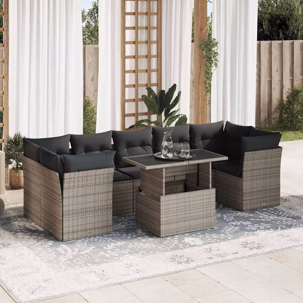 Maison Exclusive - Set Divano da Giardino 8 pz con Cuscini Grigio in Polyrattan