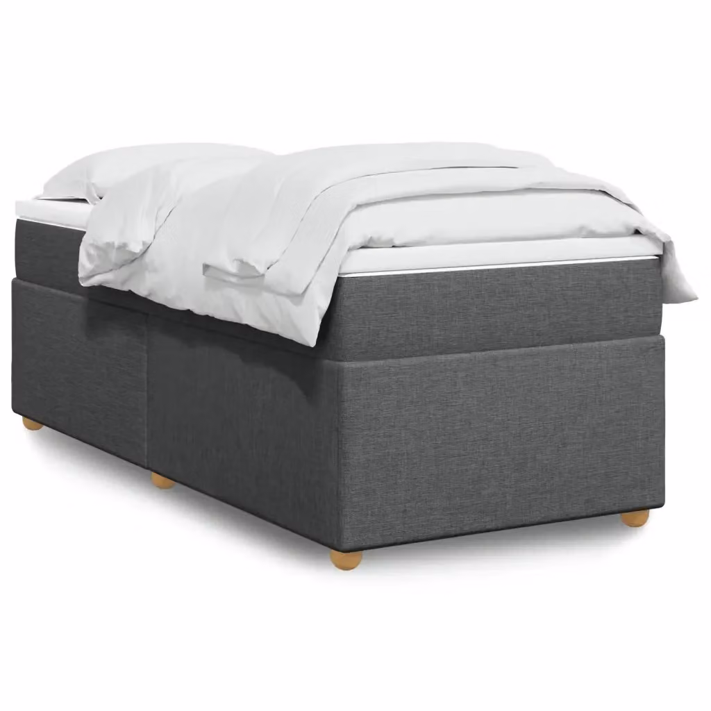 Letto singolo moderno con struttura imbottita e materasso a molle, Grigio e Bianco, L: 90 cm, P: 190 cm – 2
