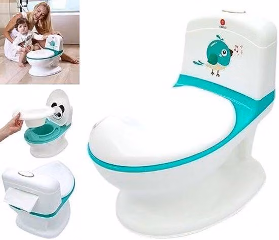 WC per bambini con suono realistico dello sciacquone, robusto e comodo, verde