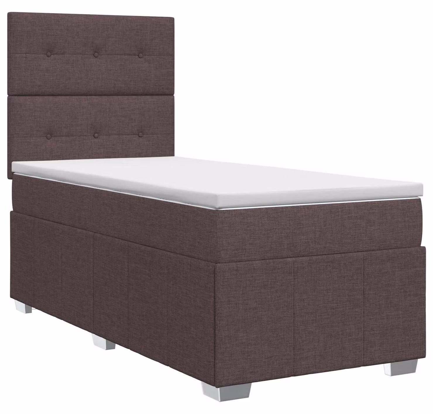 Letto a molle con materasso marrone scuro 100 x 200 cm in tessuto