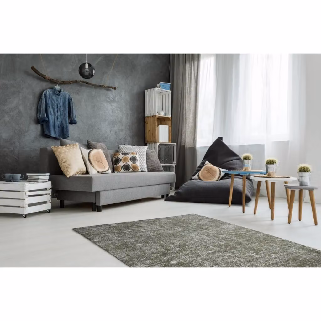 Tappeto Etna 100 in ciniglia verde oliva e grigio di Kendra Home – 2