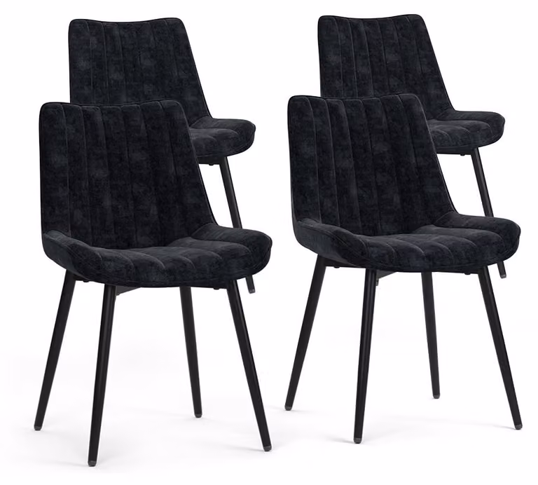 Sedie Vicco Ravlo Nero 51 x 57 cm Set di 4, Model 61389