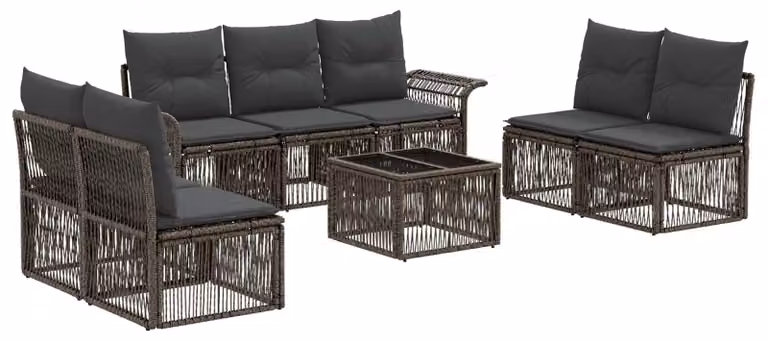 Set Divano da Giardino 8 pcs Grigio polyrattan