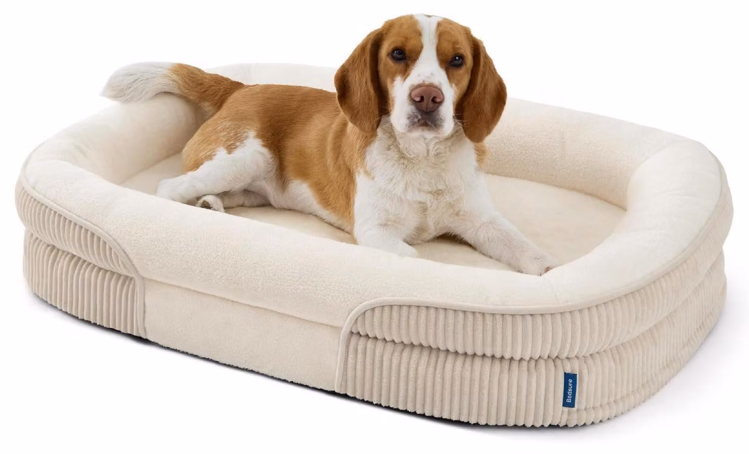 Cuccia ortopedica per cani, 89x64x18 cm, color crema