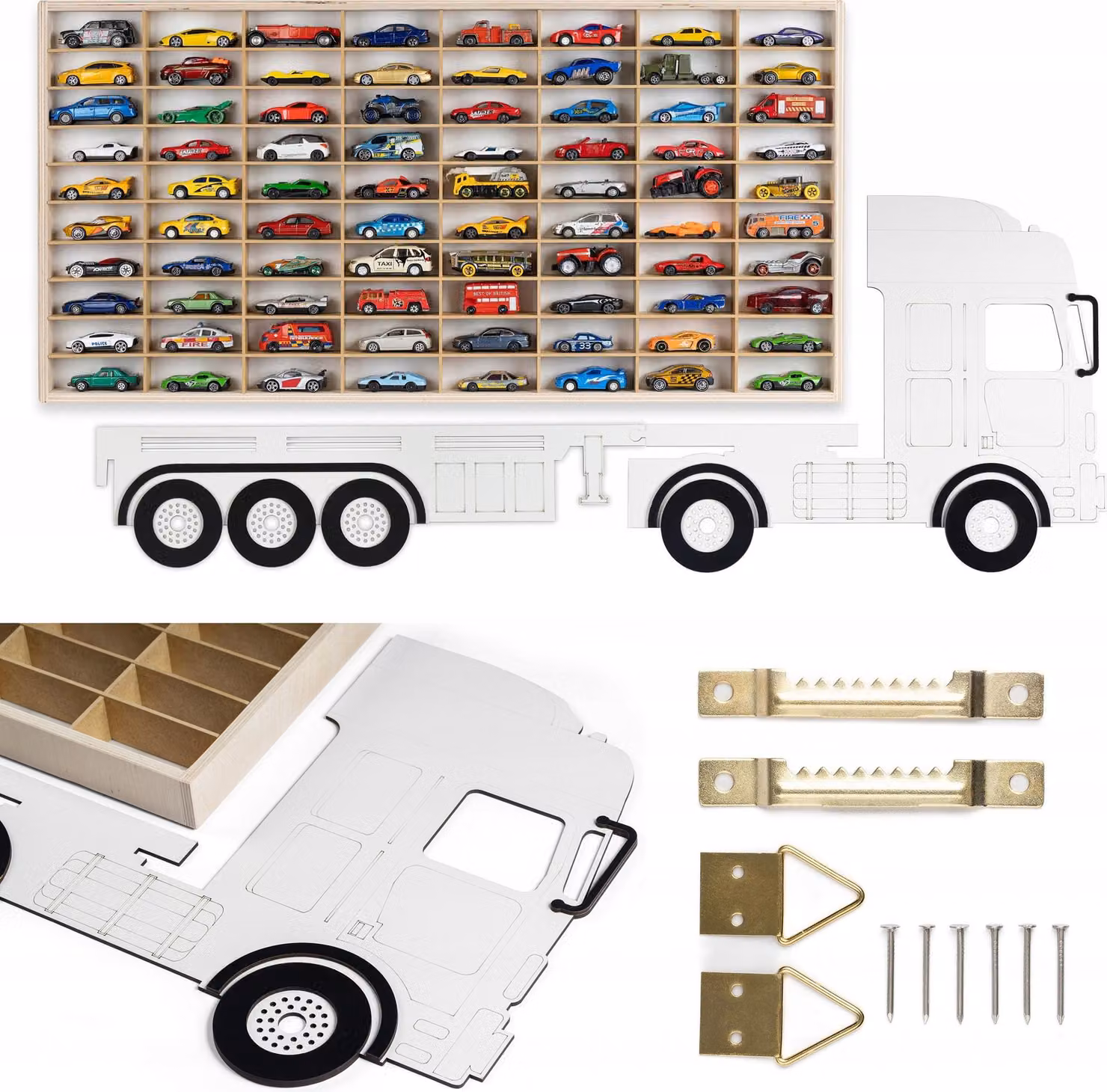 Scaffale Per Macchinine Hot Wheels 80 Spazi Per Macchinine Camion Organizzatore