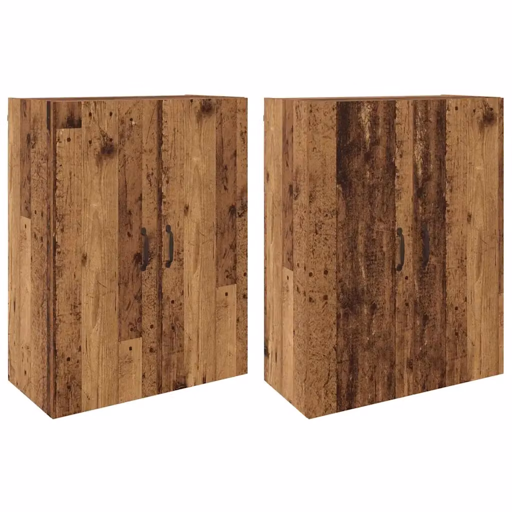 Set di 2 mobiletti a muro vidaXL in legno effetto legno vecchio marrone L: 69,5 cm, P: 34 cm, H: 90 cm – 2