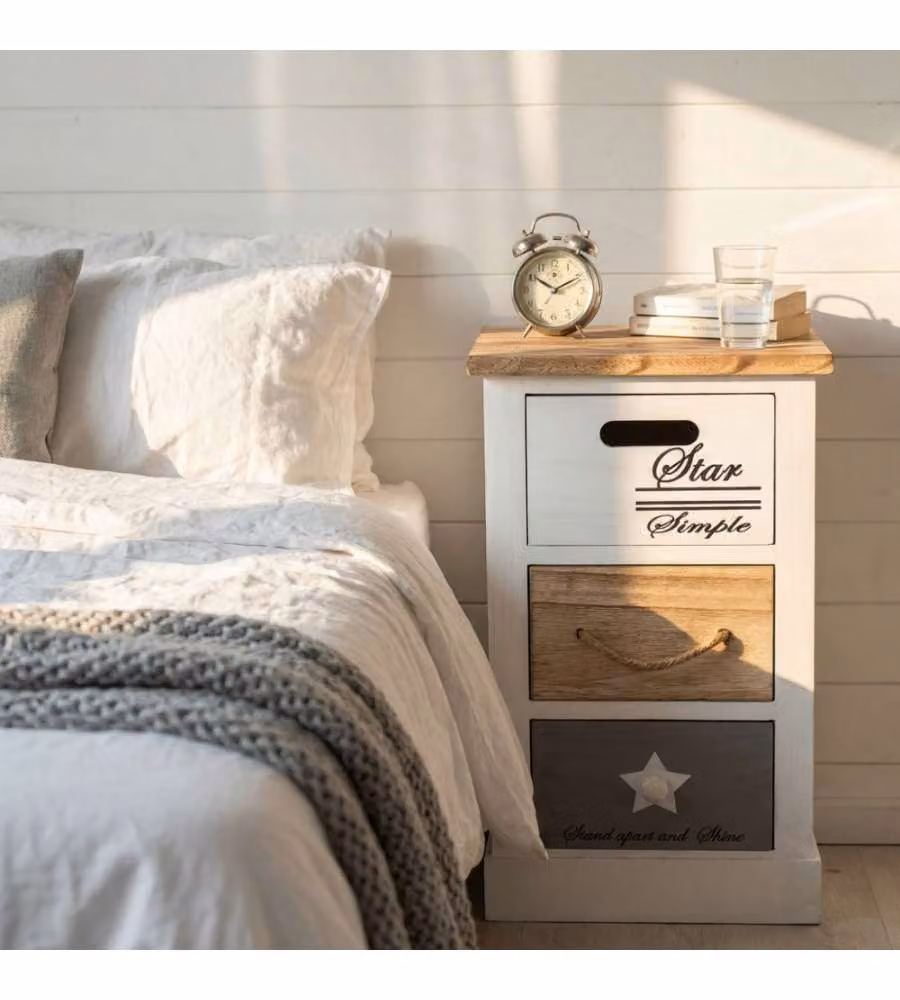 Cosma Mobiletto Blas 3 Cassetti Bianco in Legno 29x27x49 cm Stile Shabby Chic
