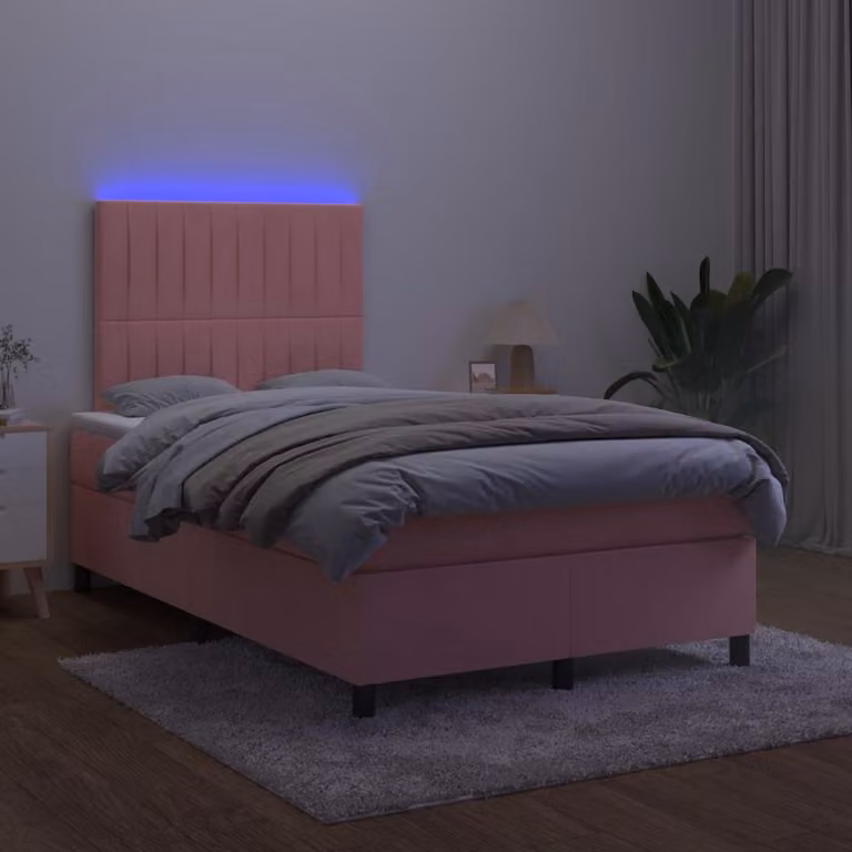 Maison Exclusive - Letto a Molle con Materasso e LED Rosa 120x200 cm in Velluto