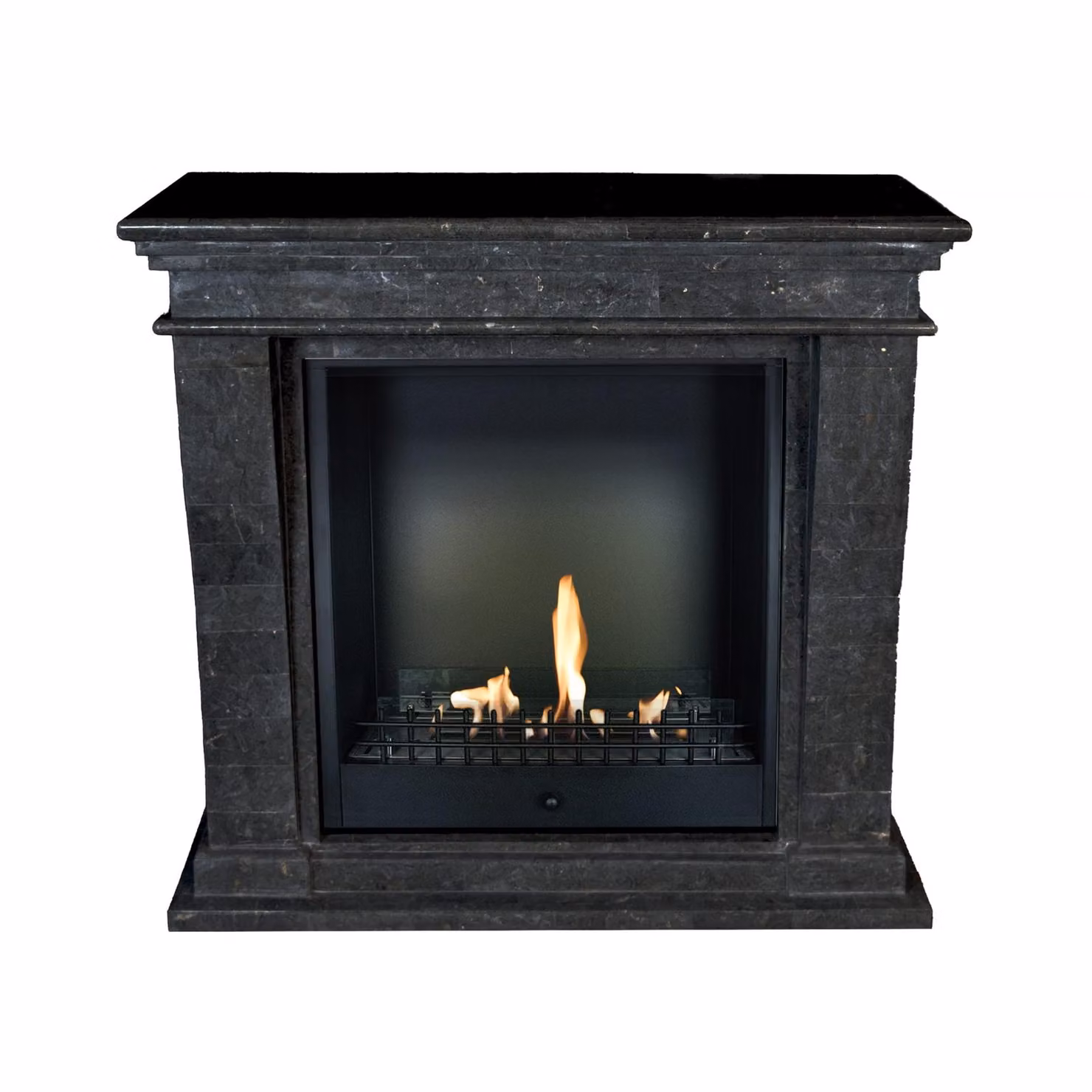Caminetto a etanolo Xaralyn - Kreta-Mini BCL-SBP - pietra naturale lucidata nera - riscaldamento a 3 kW - caminetto da incasso incluso - caminetto decorativo