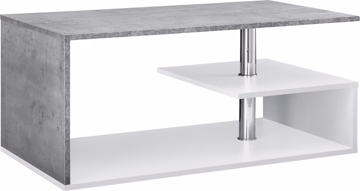 Tavolino 'Haarlem' Tavolo da soggiorno 90 x 50 x 41 cm effetto cemento/bianco