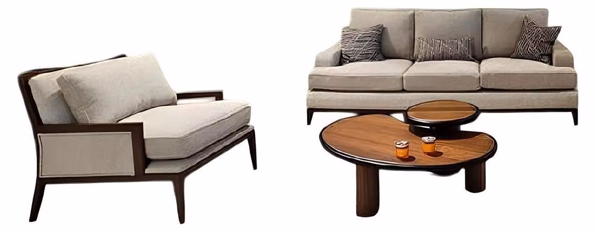 Stilvolles Wohnzimmer-Set in Grau 3-Sitzer & Sessel