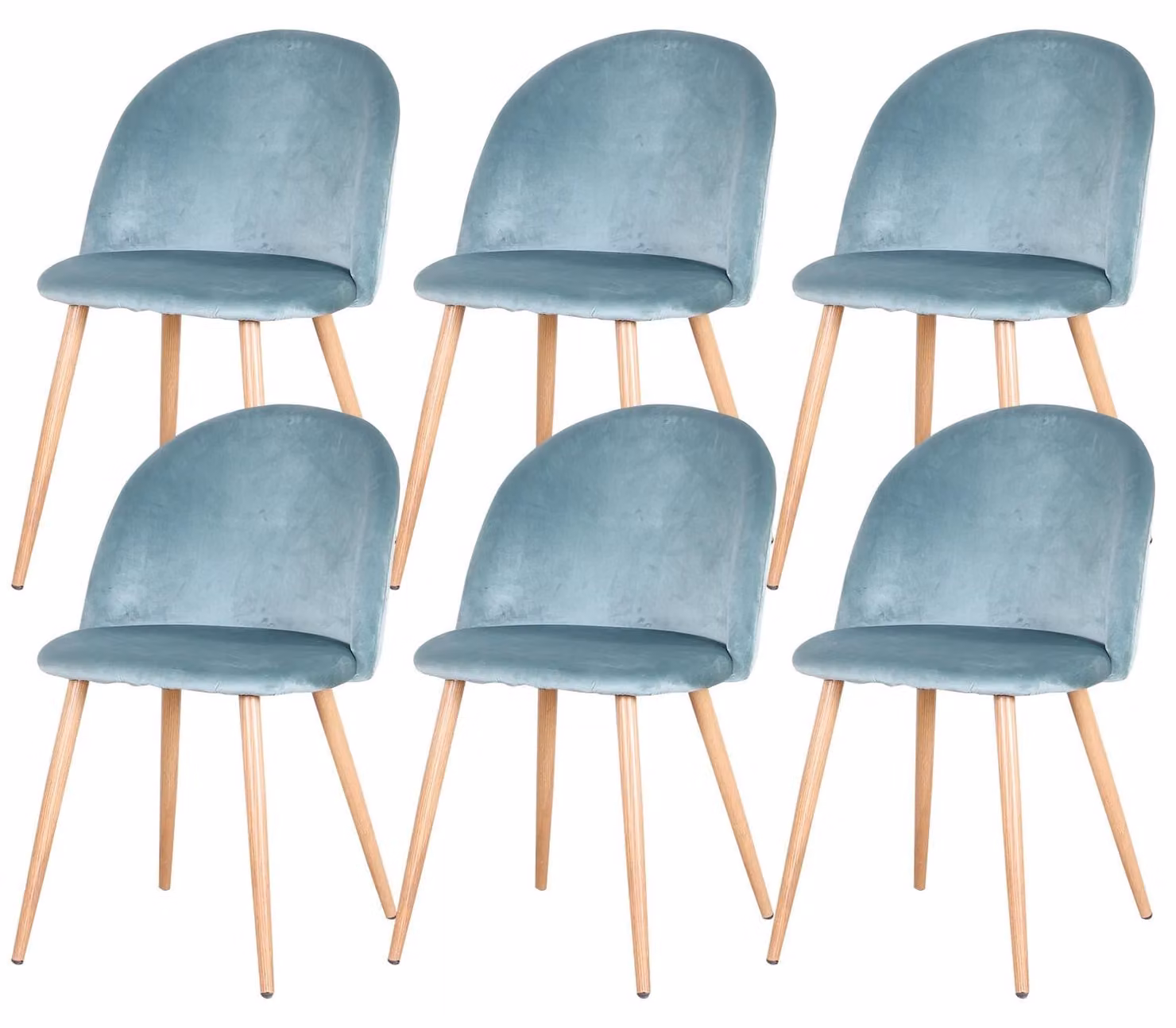 Sedie da pranzo - Set da 6 - Gambe in metallo - Schienale - Design moderno e minimalista - Verde