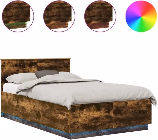 Letto matrimoniale | Letto per adulti | Struttura del letto Rovere fum¨¦ 135 x 190 cm Legno multistrato
