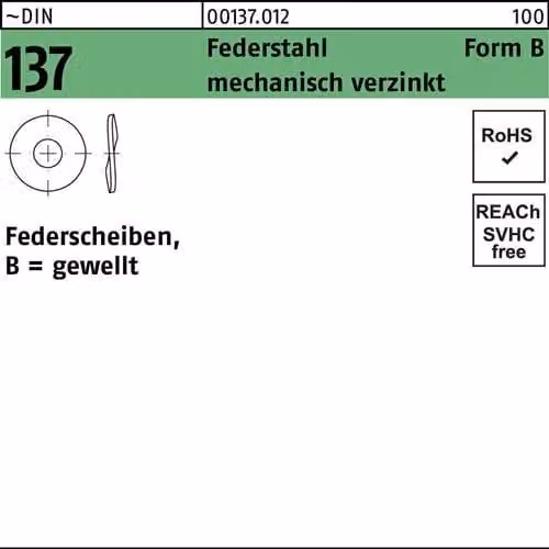 Rondelle elastiche Reyher DIN 137 Federst. B 10 mech Zn 001370129100000 (100 pz.)