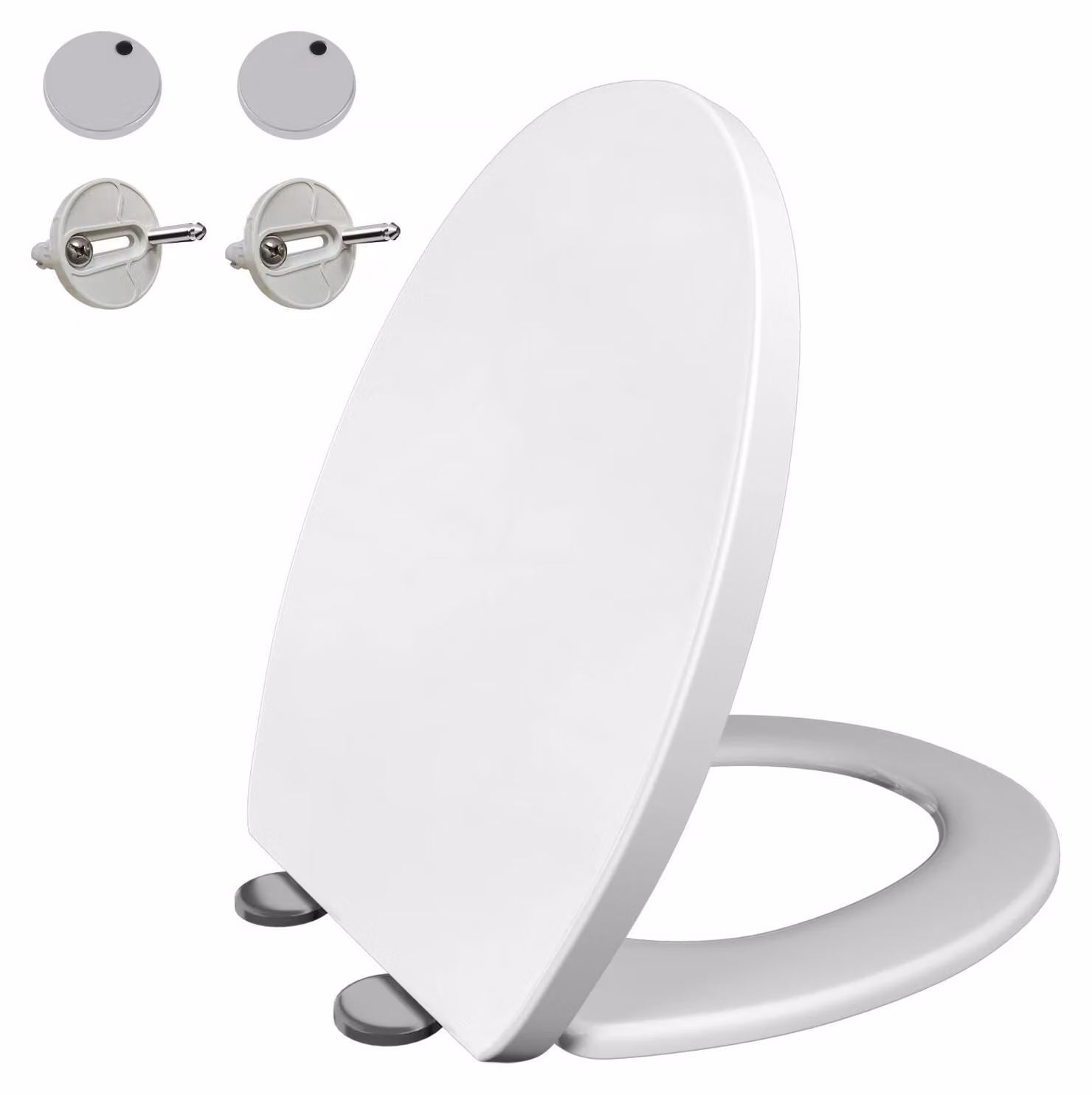 Copertura per WC - Forma a "O" - Chiusura automatica - Silenziosa - Parte anteriore aperta - Plastica PP - Rinforzata - Bianco