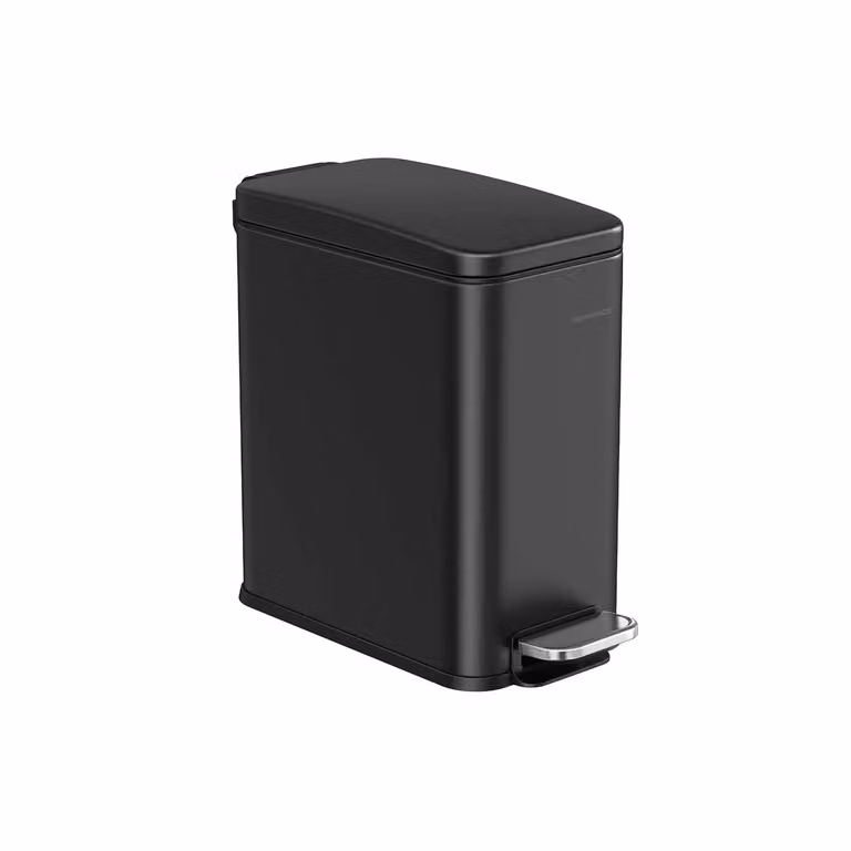 Cestino da Bagno Sottile per Piccoli Spazi, Nero / 5L (29,9 x 14,4 x 29 cm）