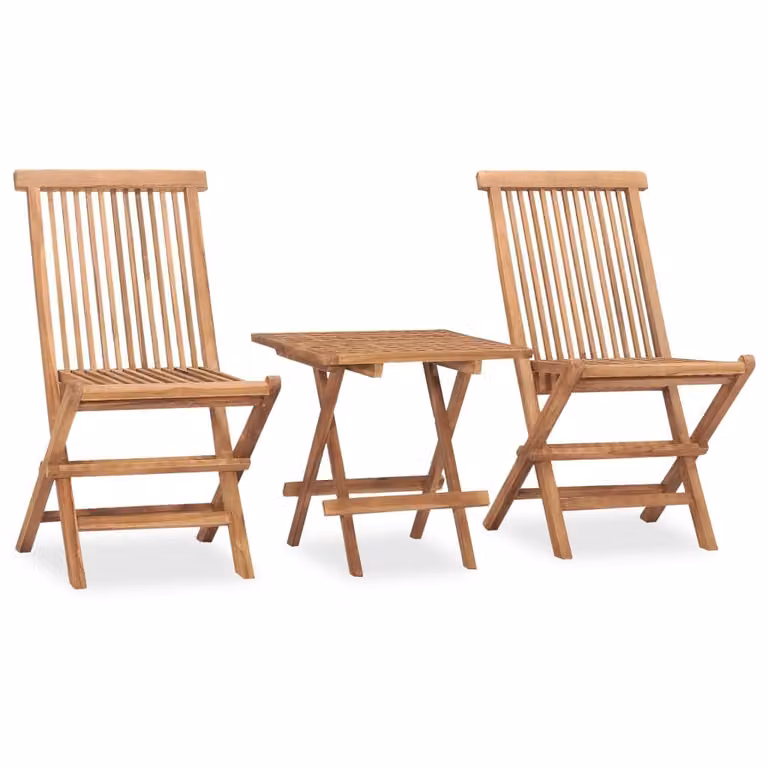 The Living Store Set da pranzo da giardino 3 pz. Set da pranzo da giardino pieghevole in legno massiccio di teak