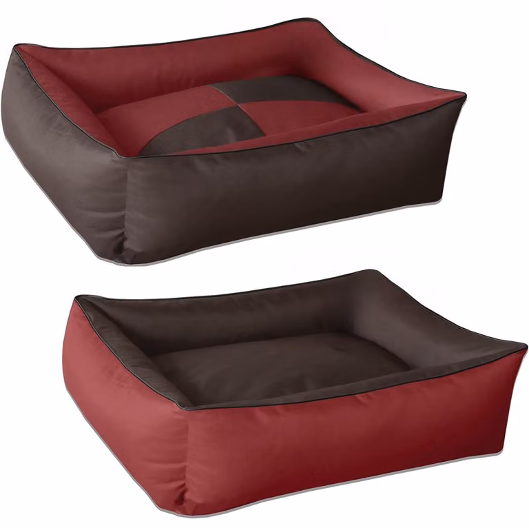 BedDog 2in1: cuccia lavabile per cani con bordo, modello SULTAN (rosso/marrone), (XXXL) ca. 145x105x28 cm