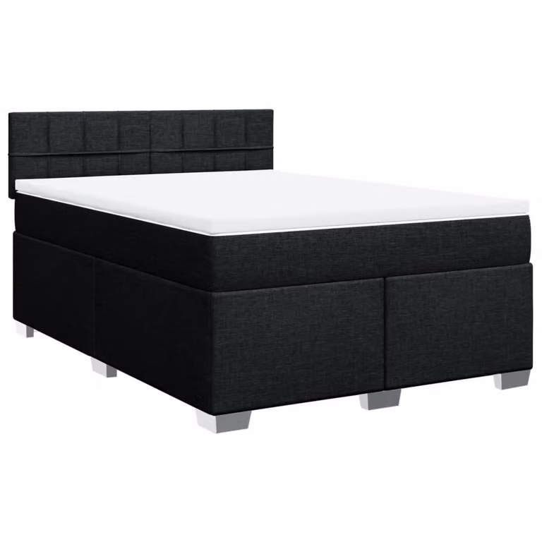 Giroletto a Molle con Materasso Nero 140x200 cm in Tessuto