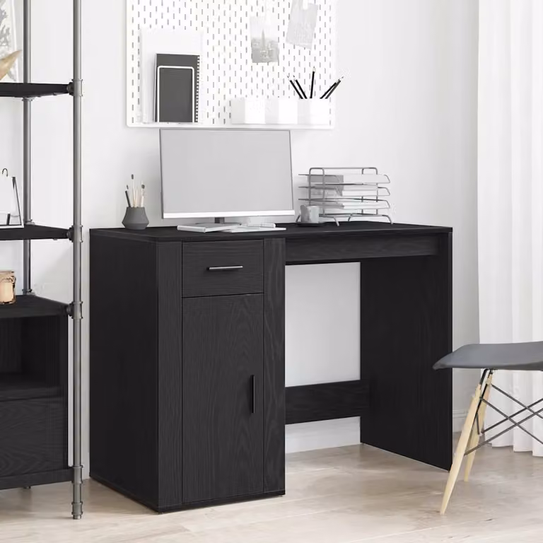 Scrivania moderna vidaXL in legno MDF nero L: 100 cm, P: 49 cm, H: 74 cm