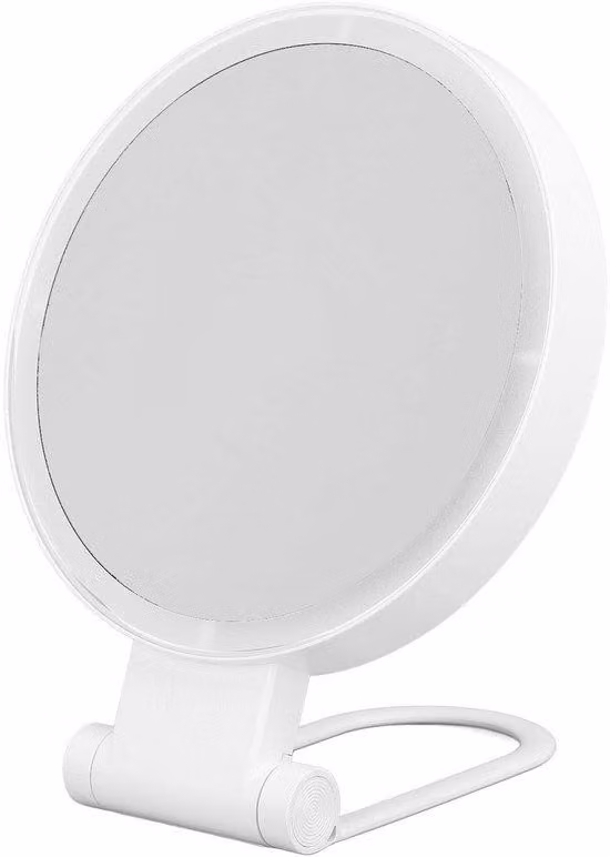 Specchio da trucco illuminato, con ingrandimento 1x e 5x, specchio a doppio lato con illuminazione a LED, maniglia pieghevole, controllo a 3 colori tramite touch screen, ideale per il trucco e per i viaggi