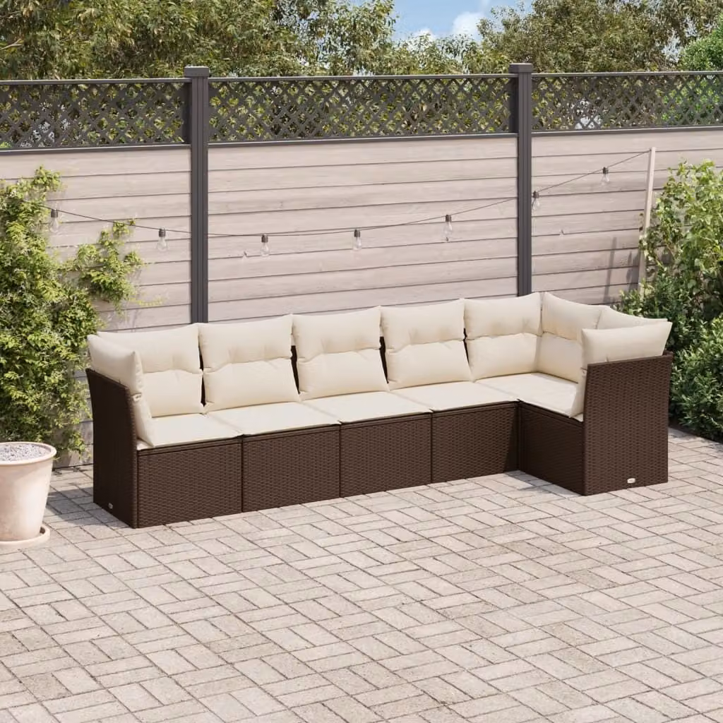 Maison Exclusive - Set Divani da Giardino 6 pz con Cuscini Marrone in Polyrattan