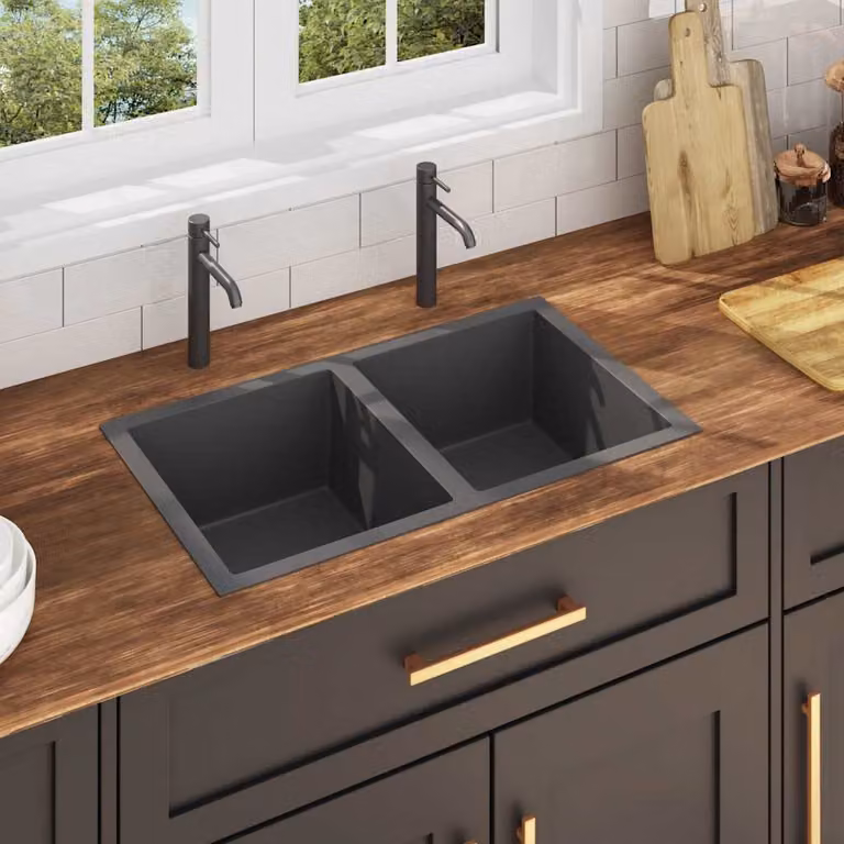 Lavello da cucina lavorato a mano vidaXL in acciaio inox nero L 76 cm x P 44 cm x H 20 cm