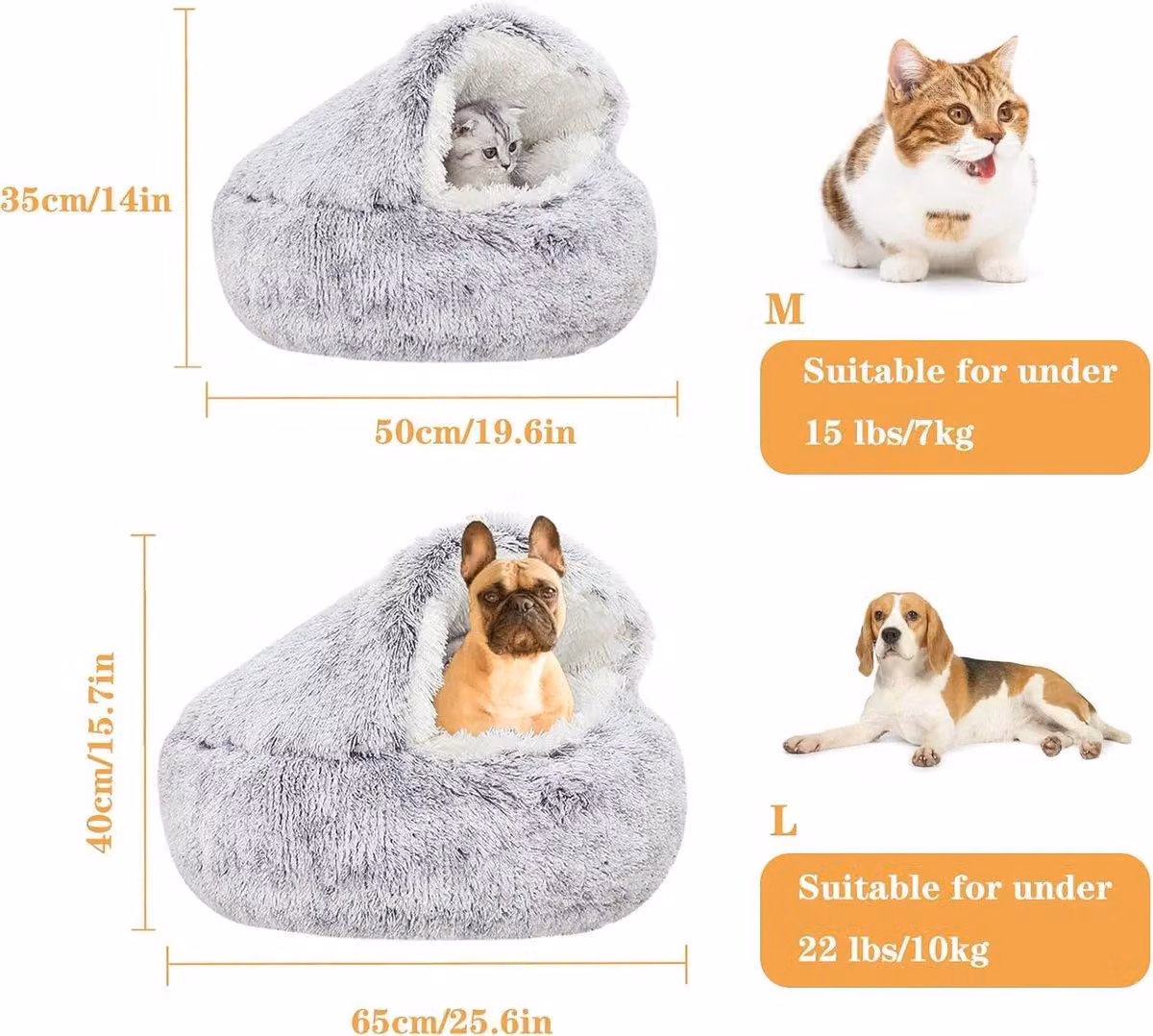 Cuccia morbida a forma di ciambella per cani di piccola e media taglia – Cuscino in peluche caldo con base antiscivolo (65 cm)