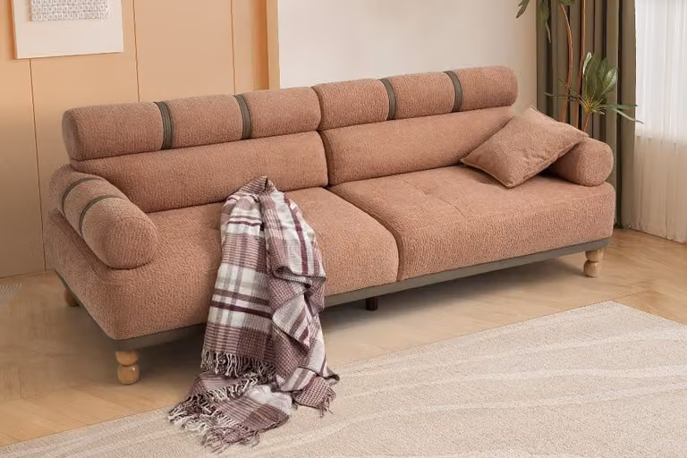Braunes Wohnzimmer Posltersofa Designer Textilcouch 3-Sitzer Sofa