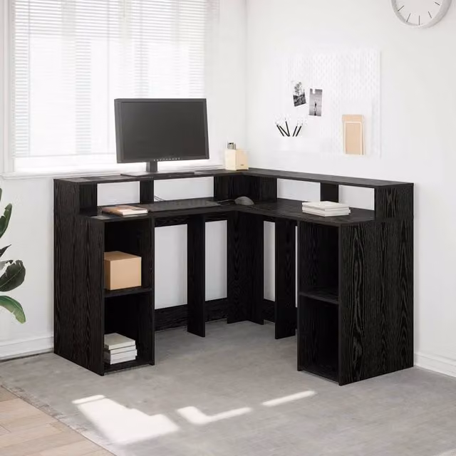 Scrivania Rovere Nero Legno ingegnerizzato 130 x 130 x 91 cm 3365617