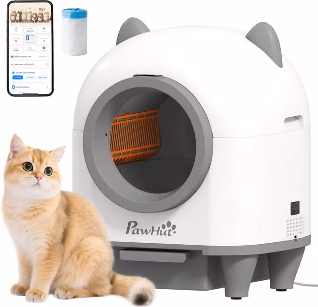 Lettiera per gatti autopulente PawHut con controllo tramite app e capacità di 80 L, colore bianco – 1