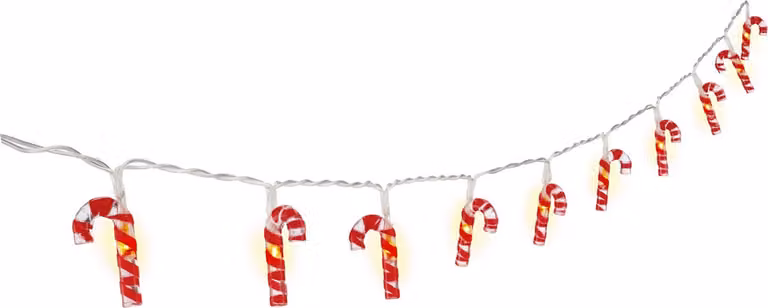 goobay 10 luci LED "Candy canes" con timer bianco caldo 3000 K 1,2 m (1 scatola pieghevole)
