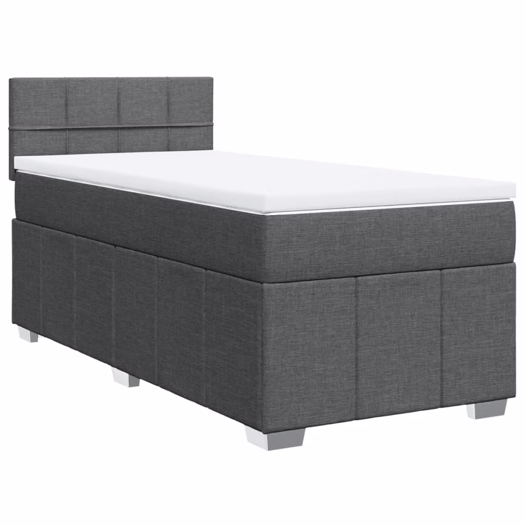 Giroletto a Molle con Materasso Grigio Scuro 80x200 cm Tessuto