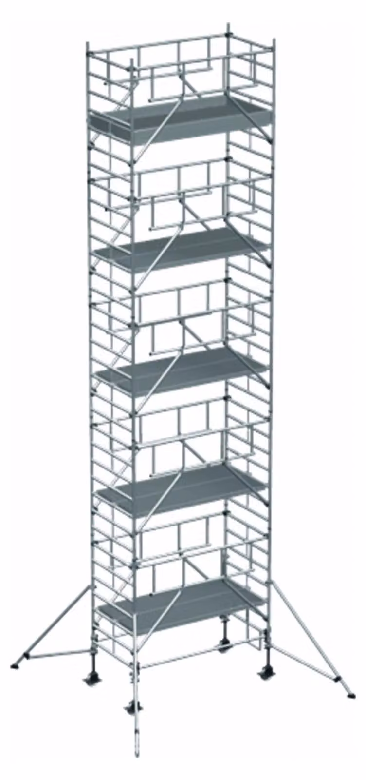 Ponteggio mobile Zarges MultiTower S-PLUS 2T con bracci, larghezza doppia della piattaforma 2,50 m, lunghezza della piattaforma 11,20 m AH