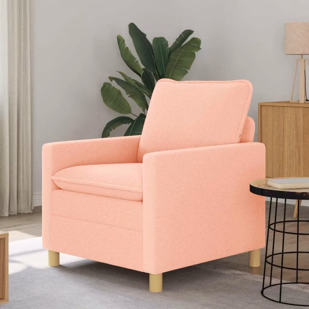 Divano moderno in tessuto rosa con coperture rimovibili DESIGN IN L/P/H: 76 x 81 x 87,5 cm – 2