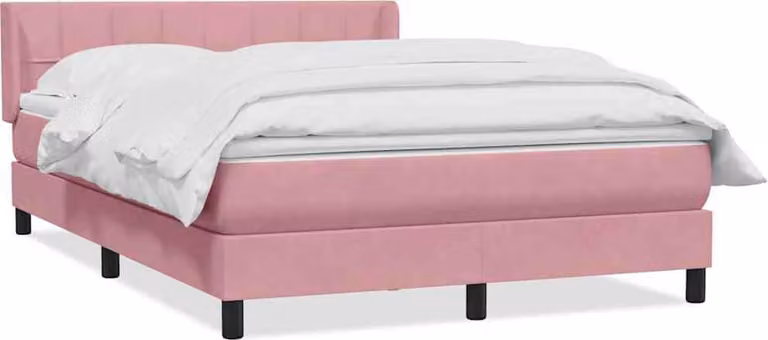 Giroletto a Molle con Materasso Rosa 160x210 cm in Velluto