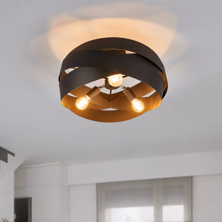 Plafoniera soffitto Tornado Domiluce, dimmerabile, Nero, Soggiorno / Sala da pranzo, Metallo, Moderno, Plafoniera