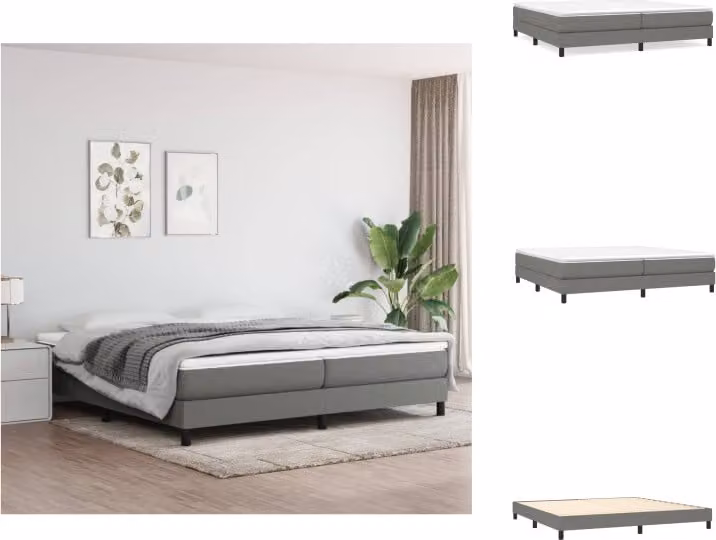 vidaXL Letto a molle con materasso grigio scuro 200x200 cm in tessuto - Letti & strutture letto